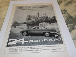 ANCIENNE PUBLICITE BELLE A REGARDER  VOITURE 24 PANHARD 1962 - Voitures