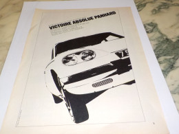 ANCIENNE PUBLICITE VICTOIRE ABSOLUE  VOITURES  PANHARD 1964 - Voitures