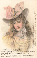 Dessin De Jeune Femme Avec Chapeau Ruban Robe Vers 1900 Sans Référence. Cachet Suisse - Femmes