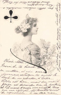 Dessin De Jeune Femme Avec Treffle Diadème Robe Vers 1900 Art Nouveau Jugendstil - Femmes