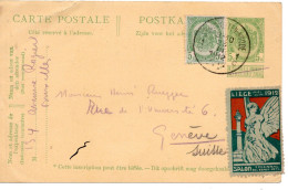 68036 - Belgien - 1912 - 5c GAKte M ZusFrankatur ...-TEN-NOODE -> Schweiz, M Aufkleber "Kunstsalon Liege 1912" - Sonstige & Ohne Zuordnung
