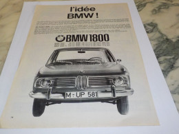 ANCIENNE PUBLICITE L IDEE BMW  1800 1964 - Voitures