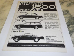 ANCIENNE PUBLICITE  LES NOUVELLES 1500 VOLKSWAGEN  1964 - Voitures