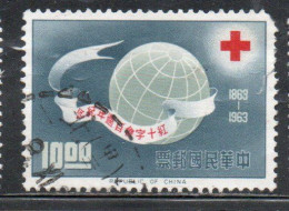 CHINA REPUBLIC CINA TAIWAN FORMOSA 1963 CENTENARY OF RED CROSS GLOBE CROIX ROUGE CROCE ROSSA 10$ USED USATO OBLITERE' - Usados