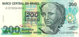 BRAZIL P225 200 CRUZEIROS/200 C.N.   1990 Signature 14   #A2375  UNC. - Brazil