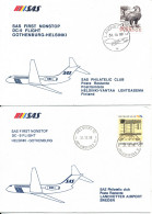 Finland - Sweden SAS First DC-9 Flight Helsinki - Gothenburg 31-10-1988 And Return 2 Covers - Covers & Documents