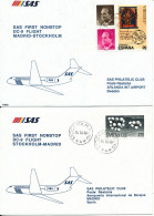 Sweden - Spain SAS First DC-9 Flight Stockholm - Madrid 30-10-1988 And Return 2 Covers - Cartas & Documentos