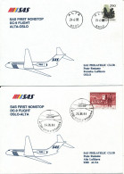 Norway SAS First DC-9 Flight Alta - Oslo 24-6-1988 And Return 2 Covers - Brieven En Documenten