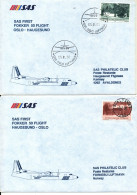 Norway SAS First Fokker 50 Flight Oslo - Haugesund 5-1-1990 And Return 2 Covers - Lettres & Documents