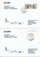 Denmark - Czechoslovakia SAS First Fokker 50 Flight Copenhagen - Prague 28-10-1990 And Return 2 Covers - Covers & Documents