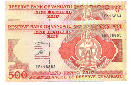 VANUATU Bank De RESERVE # 12,fil D'argent  Série EE   2 Billets à Suivre NEUFS - Vanuatu