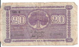 FINLANDE 20 MARKKAA 1939-45 VG+ P 71 - Finnland