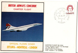 Concorde BA 1977 - Washington Ottawa - Charter Flight - First Flight 1er Vol Erstflug - First Flight Covers
