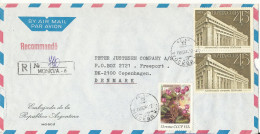 USSR Registered Air Mail Cover Sent To Denmark 8-2-1984 (from The Embassy Of Argentina Moscow) - Cartas & Documentos