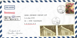 USSR Registered Air Mail Cover Sent To Denmark 8-2-1994 (from The Embassy Of Argentina Moscow) - Storia Postale