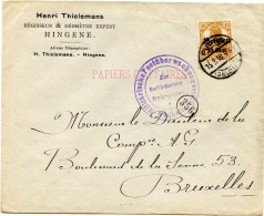 BELGIQUE - COB OC 15 PUURS + CENSURE MECHELEN SUR LETTRE, 1916 - Esercito Tedesco