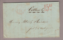 CH Heimat SG St.Gallen 1852-12-08 Brief Nach Villeret BE Mit Roter Taxzahl 15 Rp. - 1843-1852 Timbres Cantonaux Et  Fédéraux
