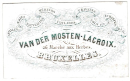 Belgique "Carte Porcelaine" Porseleinkaart, Van Der Mosten-Lacroix, Soieries Foulards Cravatte, Bruxelles, Dim:92 X 56mm - Porcelana