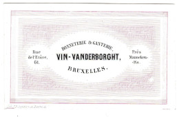 Belgique "Carte Porcelaine" Porseleinkaart, Bonneterie Ganterie, Vin Vanderborght, Bruxelles, Dim:95 X 59mm - Porseleinkaarten