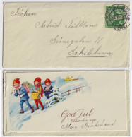 SUÈDE / SWEDEN - 1927 Facit F143A Cancelled "TRÄLLEBORG" On Small Cover With Christmas Card To Eskilskuna - Storia Postale