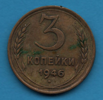 RUSSIA CCCP 3 KOPECKS 1946 Y# 107 - Russie