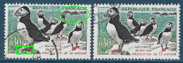 France 1960 - Variété -    Oiseaux Macareux Y&T N° 1274 Oblitérés Houppe Sur Tête,îles Dédoublées,pattes Noires. - Oblitérés