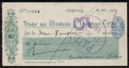 Political, 1919 Cheque In Irish Signed By Terence MacSwiney With 2d Blue Stamp-duty - Prefilatelia