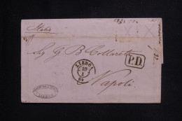PORTUGAL - Lettre De Lisbonne  Pour Naples En 1864, Affranchissement Disparu - L 144559 - Brieven En Documenten