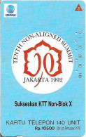 Indonesia - Telkom Indonesia (Tamura) - Sukseskan KTT Non-Blok X (Blue), 09.1992, 140Units, 175.000ex, Used - Indonésie