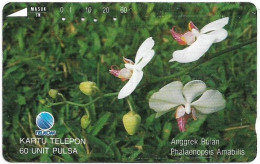 Indonesia - Telkom Indonesia (Tamura) - Flowers, Anggrek Bulan, Moon Orchid, 09.1993, 60Units, 100.000ex, Used - Indonesia