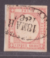 Italia Province Napoletane, 5 Grana Rosso Usato Il 18 Marzo 1861 (Chiavarello)     -FG22 - Neapel