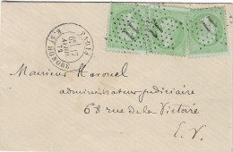 0035. Env. (complète) Affie 3ex. Timbre N°35 Vert Pâle Sur Bleu - Etoile 11 Paris (SEINE) - Pl. St Honoré - 1872 - Sup.! - 1849-1876: Période Classique