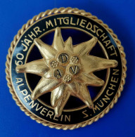 ALPENNVEREIN+DEUTCHLAND 60 Jahr Mitgliedschaft S. Munchen Alpennverein Badge+1961+NAME GRAVUR - Alpinism, Mountaineering