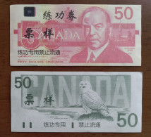 China BOC Bank (bank Of China) Training/test Banknote,Canada Dollars B-1E Series $50 Note Specimen Overprint - Canada