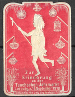 -Reklamemarke VIGNETTE ZUR ERIINERUNG TAUCHSCHEN JAHRMARKT LEIPZIG 1913 RARE DIVING FAIR EXTRA RARE - WO1