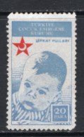 1942 TURKEY PRINTING COLOR ERROR - 20 PARA 23RD APRIL CHILDREN FESTIVAL CHARITY STAMP MNH ** - Sellos De Beneficiencia