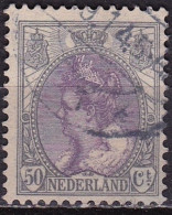 1899-1921 Koningin Wilhelmina 50 Cent Grijs / Violet  Plaatfout Gebroken C  NVPH 75 P (leidraad Fout 4) - Plaatfouten En Curiosa