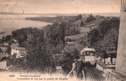 Thonon Les Bains - Funiculaire Et Vue Sur La Pointe De Ripaille - Tram Tramway - Thonon-les-Bains