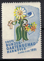 Germany 1951 Poster Stamp Vignette Reklamemarke 1e Bundes-Gartenschau Hannover Flower Garden - Vignettes De Fantaisie