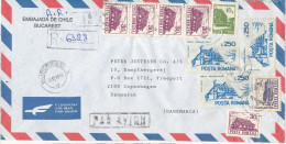 Romania Registered Air Mail Cover Sent To Denmark 24-11-1993 Topic Stamps (sent From The Embassy Of Chile Bucarest) - Covers & Documents