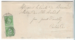 0035. Avis De Décès (Complet) PAIRE N°35 Nuance Vert Pâle Sur Bleu - Càd Versailles (Notre Dame) Au Calvados - Sup. & R - 1849-1876: Période Classique