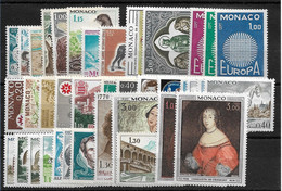 Monaco Année Complète 1970, 38 Timbres**/ Neufs Sans Charnière. Cote 69€. - Annate Complete