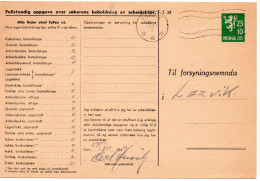 68059 - Norwegen - 1947 - 25+10o Wappen GAKte "Arbeitskleidung" Als OrtsKte LARVIK - Cartas & Documentos