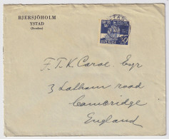 SUÈDE / SWEDEN - 1945 Facit F354A On Cover From YSTAD To CAMBRIDGE, England - Briefe U. Dokumente