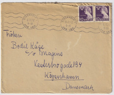 SUÈDE / SWEDEN - 1947 2xFacit F370B On Cover From Stockholm To Copenhagen, Denmark - Brieven En Documenten