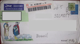 China (PR) 2007: Letter To Brazil (Postal Stationery) - Post Officce, Letter, Farmer, Peasant, Sheep, Aerogram - Covers & Documents