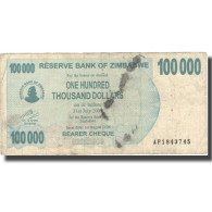 Billet, Zimbabwe, 100,000 Dollars, 2007, 2007-07-31, KM:48b, B+ - Zimbabwe