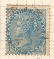 014 1865 Britain East India Company Watermark Half Anna Gibbons #54 1St Used - 1858-79 Compañia Británica Y Gobierno De La Reina