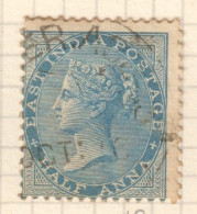 014 1865 Britain East India Company Watermark Half Anna Gibbons #54 1St Used - 1858-79 Compagnie Des Indes & Gouvernement De La Reine