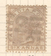022 1876 Britain East India Company Six Annas Gibbons #80 1St Used - 1858-79 Kolonie Van De Kroon